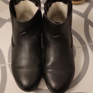 Girls Black Leather Ankle Boots